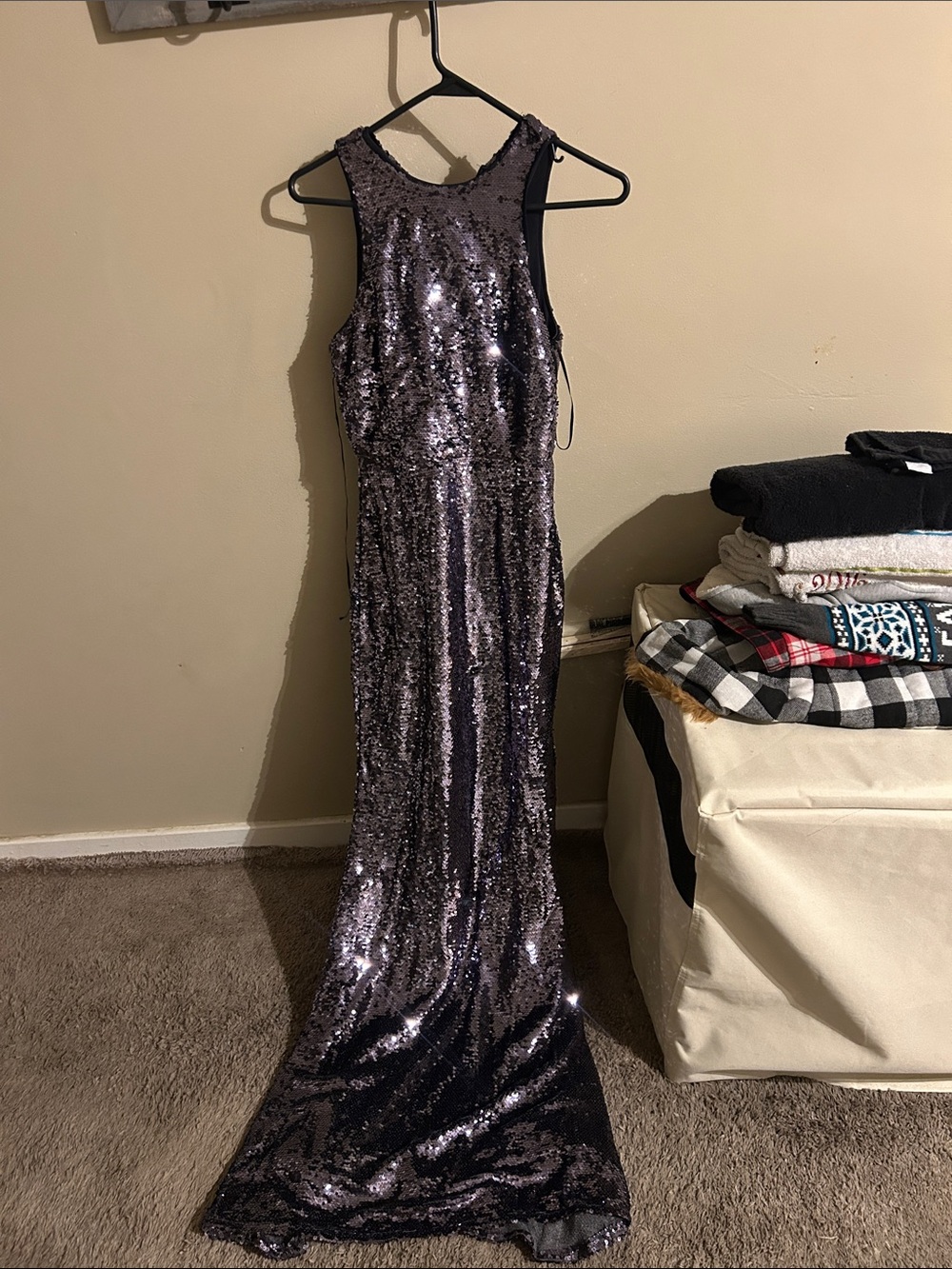 Lulu's Black Sequin Evening Dress